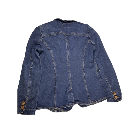 Levi Strauss Womens Signature Denim Jacket Blazer Blue Stretch Copper LARGE - Picture 8 of 12